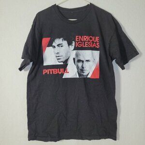 516. Enrique Iglesias and Pitbull Short Sleeve T-Shirt Black Sz ???